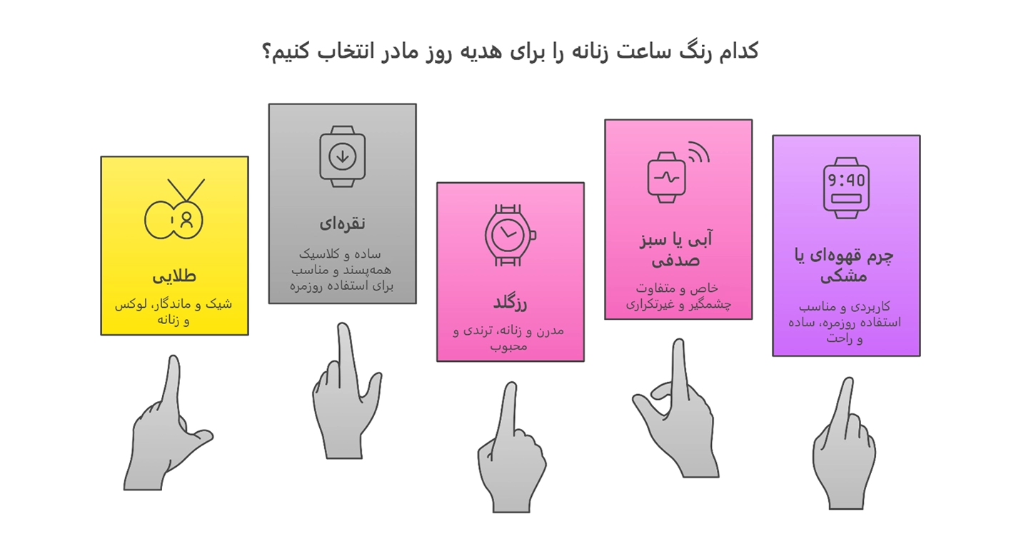 رنگ ساعت زنانه