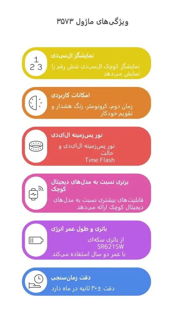 ویژگی های ماژول ساعت