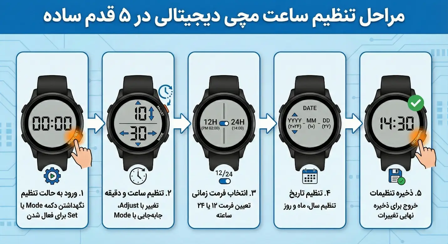 تنظیم ساعت مچی در 5 قدم