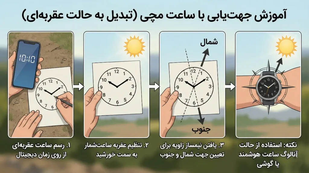 جهت یابی با ساعت مچی