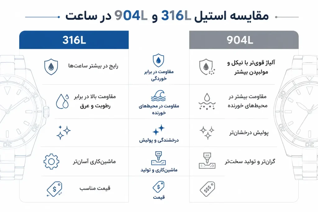 مقایسه تفاوت های استیل 316l و 904l