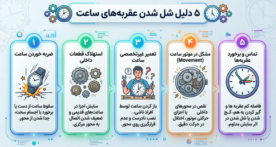 5 دلیل شل شدن عقربه ساعت